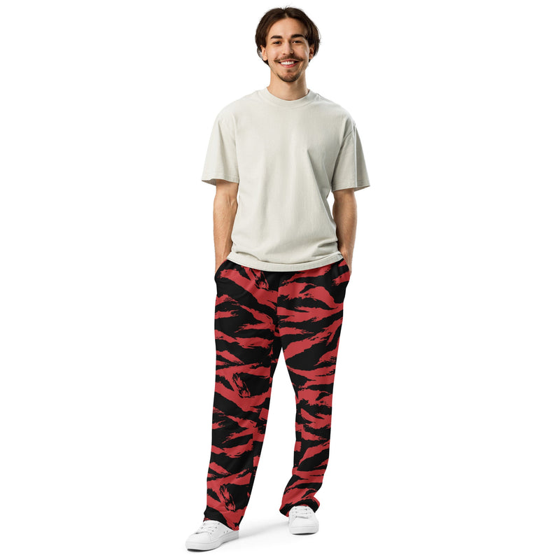 Tiger Stripe Crimson CAMO Unisex Wide-Leg Joggers