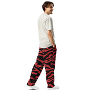 Tiger Stripe Crimson CAMO Unisex Wide-Leg Joggers
