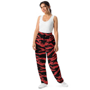 Tiger Stripe Crimson CAMO Unisex Wide-Leg Joggers