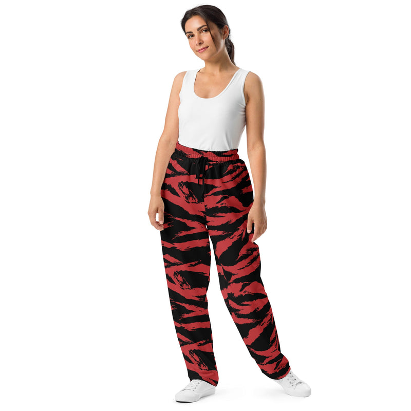 Tiger Stripe Crimson CAMO Unisex Wide-Leg Joggers