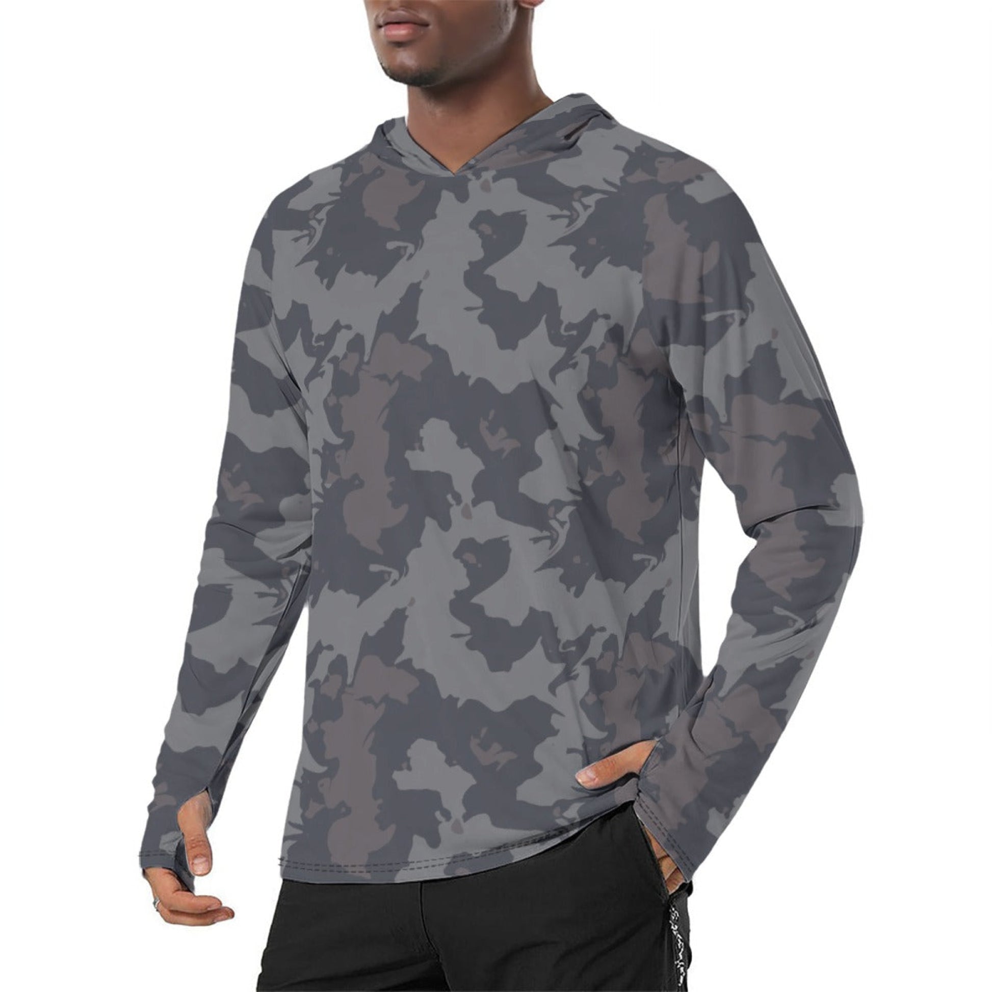Modern Warfare Urban Rust CAMO Mens Sunscreen Sports Hoodie With Thumb Holes - S / White - Hoodies