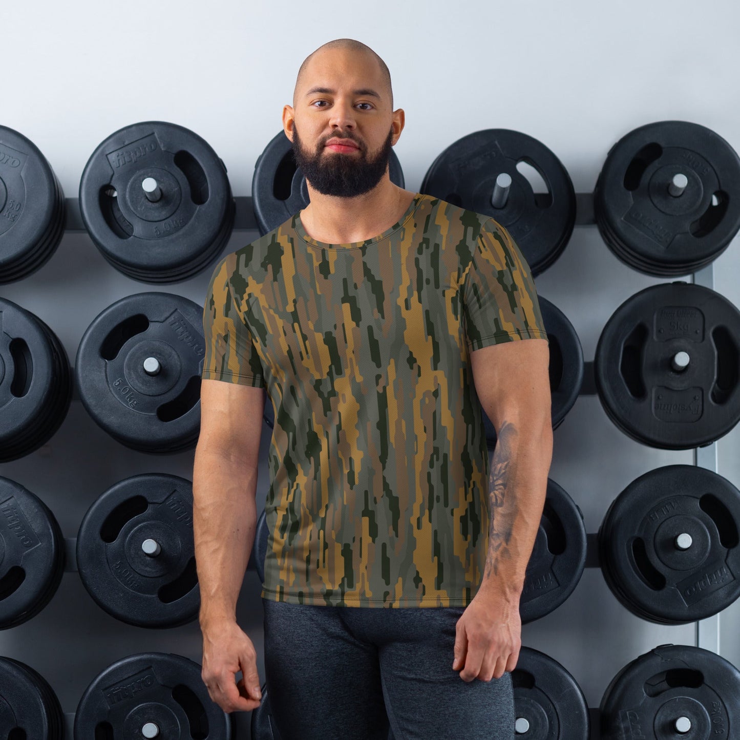 Modern Warfare Urban Vertical Rusty Bark CAMO Mens Athletic T-Shirt - XS