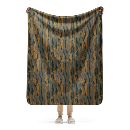Modern Warfare Urban Vertical Rusty Bark CAMO Sherpa Blanket - 50″×60″