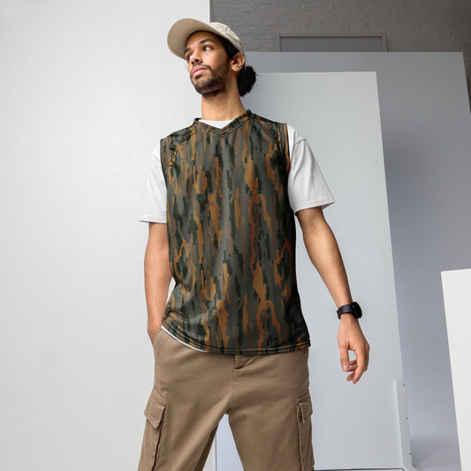 Modern Warfare Urban Vertical Rusty Bark CAMO Unisex Basketball Jersey - 2XS
