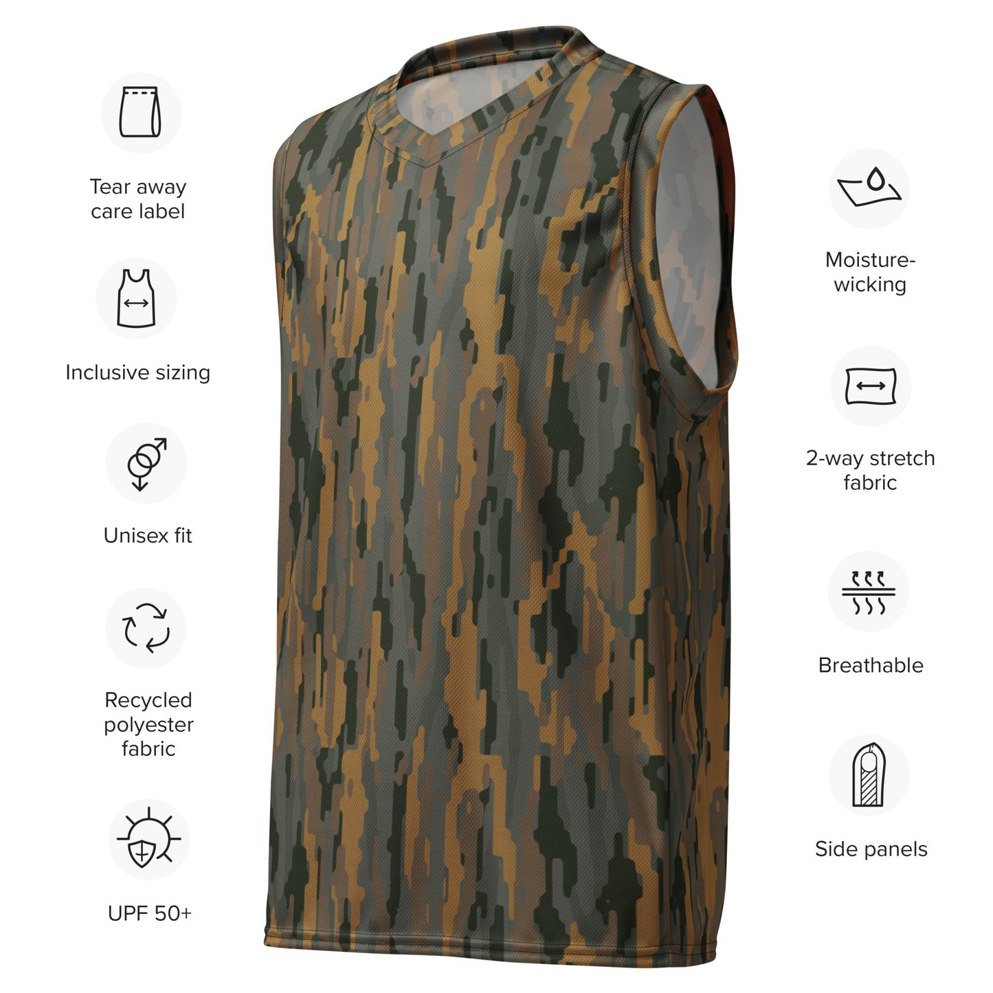 Modern Warfare Urban Vertical Rusty Bark CAMO Unisex Basketball Jersey