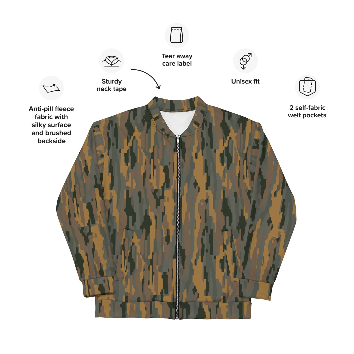 Modern Warfare Urban Vertical Rusty Bark CAMO Unisex Bomber Jacket