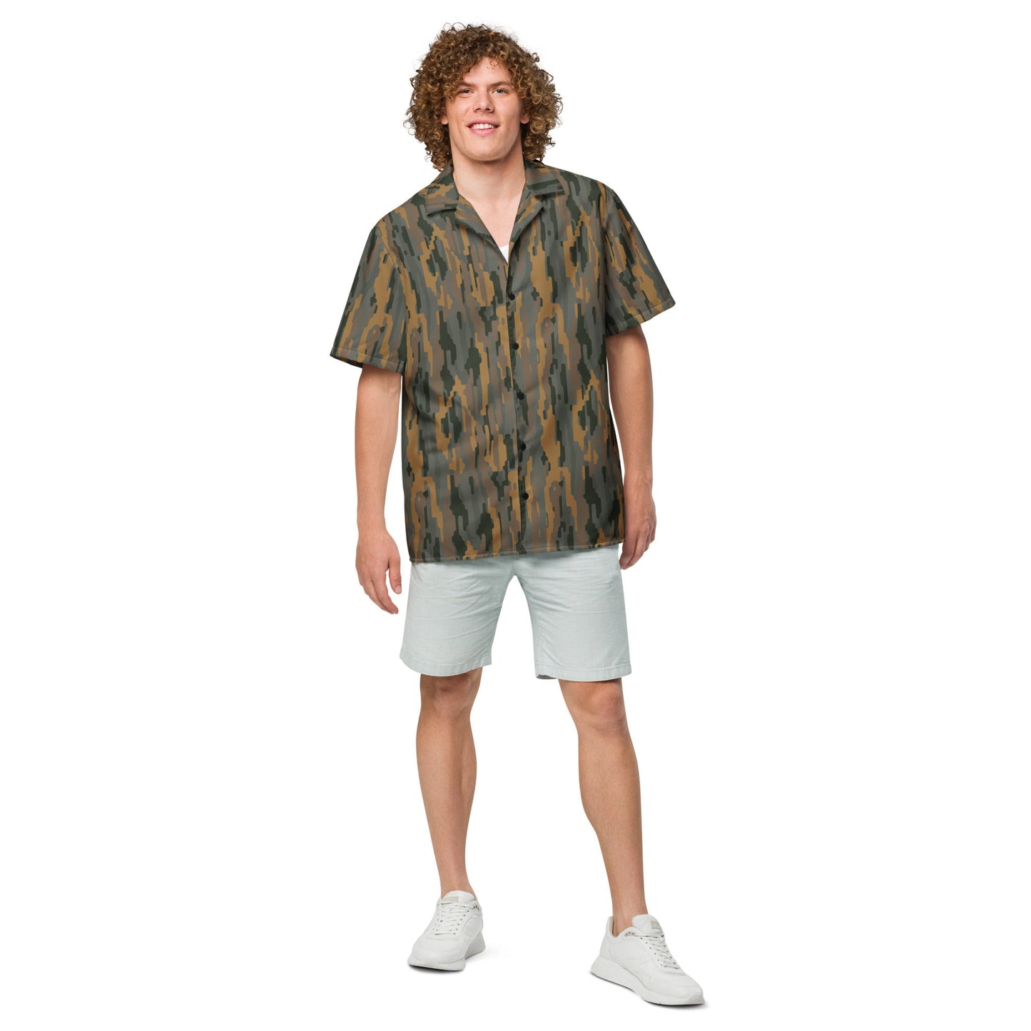 Modern Warfare Urban Vertical Rusty Bark CAMO Unisex Short-Sleeve Button Shirt