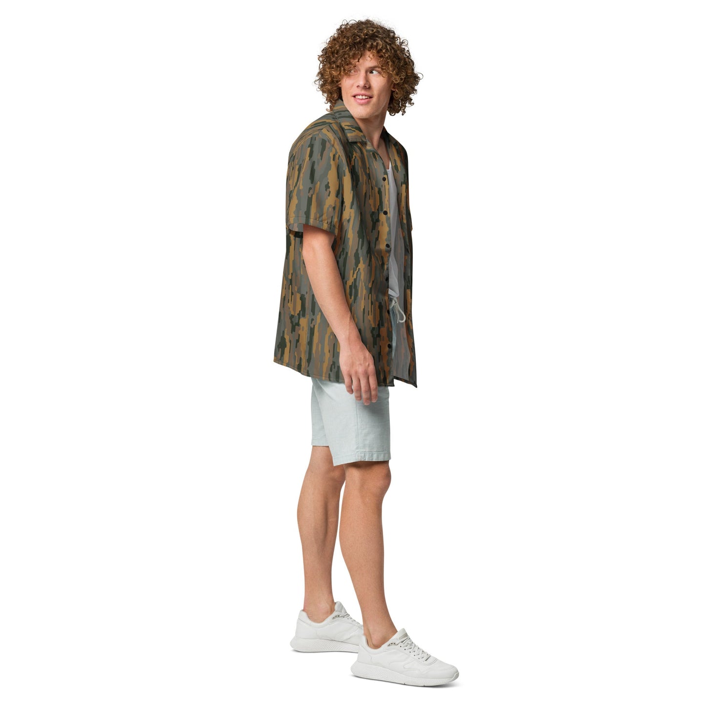 Modern Warfare Urban Vertical Rusty Bark CAMO Unisex Short-Sleeve Button Shirt