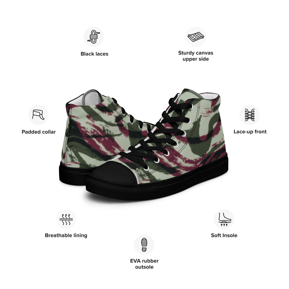 Moroccan Lizard CAMO Men’s high top canvas shoes - Mens High Top Canvas Shoes