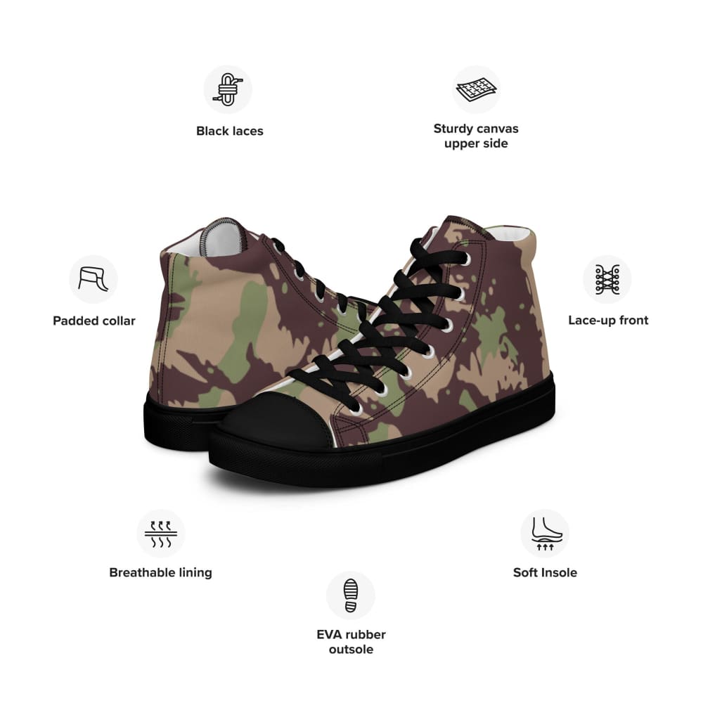 Mozambique Vertical Lizard CAMO Men’s high top canvas shoes - Mens High Top Canvas Shoes