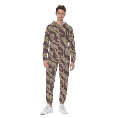 Mozambique Vertical Lizard CAMO Men’s Hooded Jumpsuit - S / White - Mens