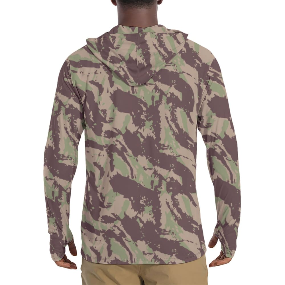 Mozambique Vertical Lizard CAMO Men’s Sunscreen Sports Hoodie With Thumb Holes - Mens