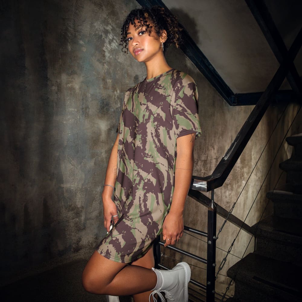 Mozambique Vertical Lizard CAMO T-shirt dress - 2XS - Womens T-Shirt Dress