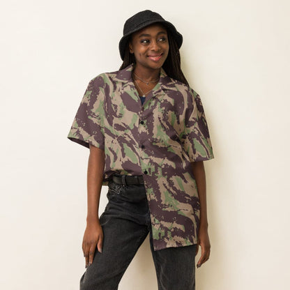 Mozambique Vertical Lizard CAMO Unisex button shirt - Button Shirt