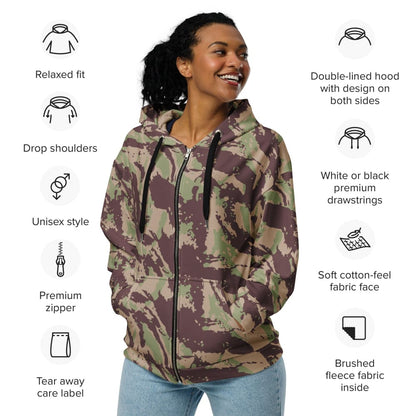 Mozambique Vertical Lizard CAMO Unisex zip hoodie - Zip Hoodie