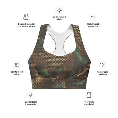 Multi-terrain Dot CAMO Longline sports bra - Womens Sports Bra