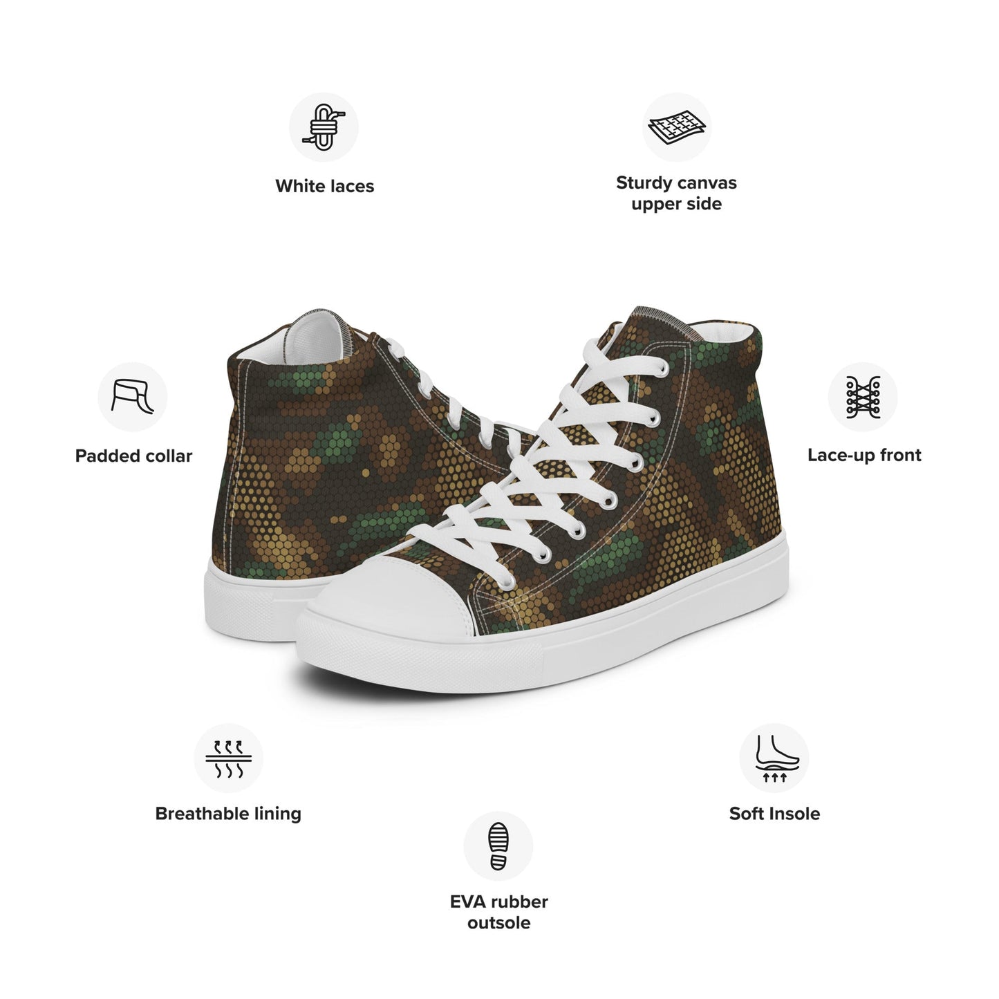 Multi-terrain Dot CAMO Mens high top canvas shoes - High Top Canvas Shoes