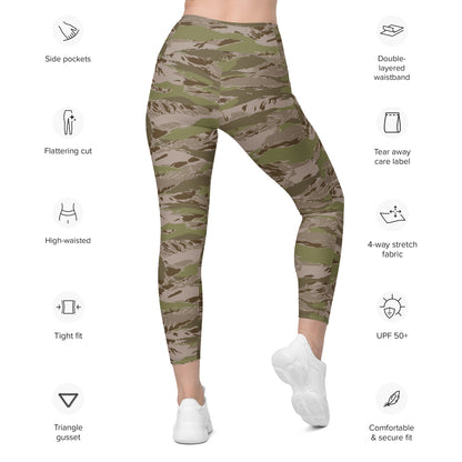 Multi-terrain Tiger Stripe Arid CAMO Leggings with pockets - Womens With Pockets