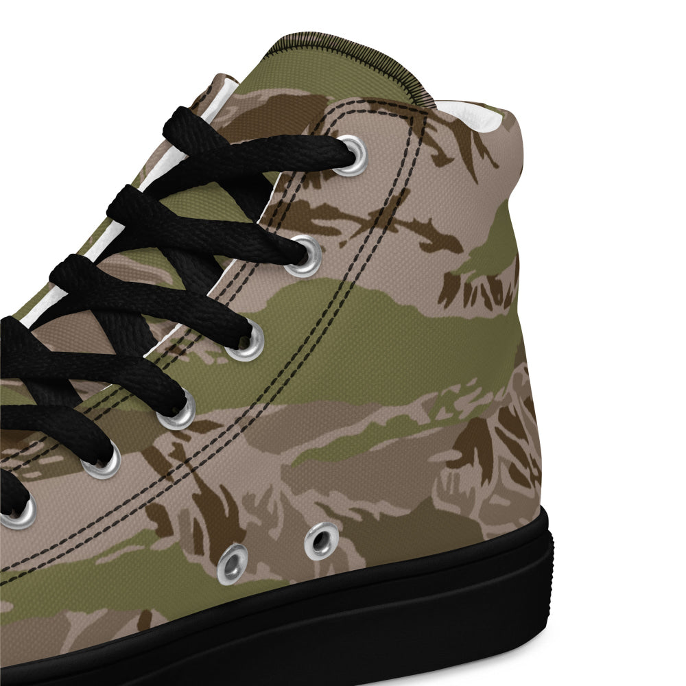 Multi-terrain Tiger Stripe Arid CAMO Men’s high top canvas shoes - Mens High Top Canvas Shoes