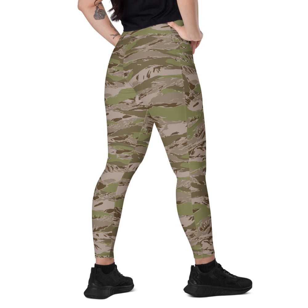 Multi-terrain Tiger Stripe Arid CAMO Women’s Leggings with pockets - 2XS