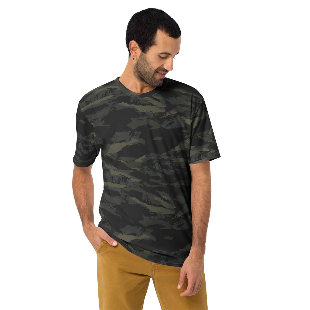 Multi-terrain Tiger Stripe Black CAMO Men’s t-shirt - Mens T-Shirt