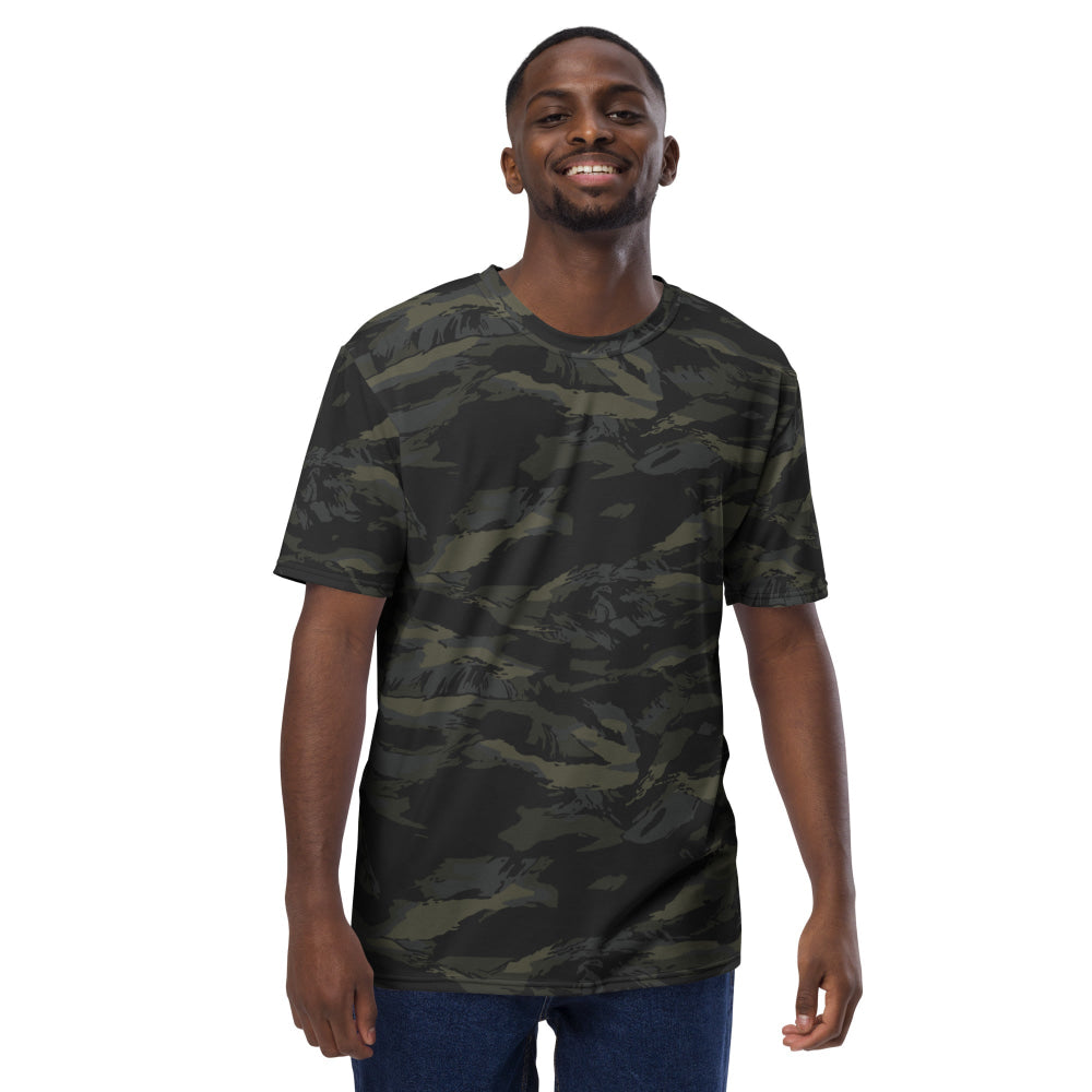 Multi-terrain Tiger Stripe Black CAMO Men’s t-shirt - Mens T-Shirt