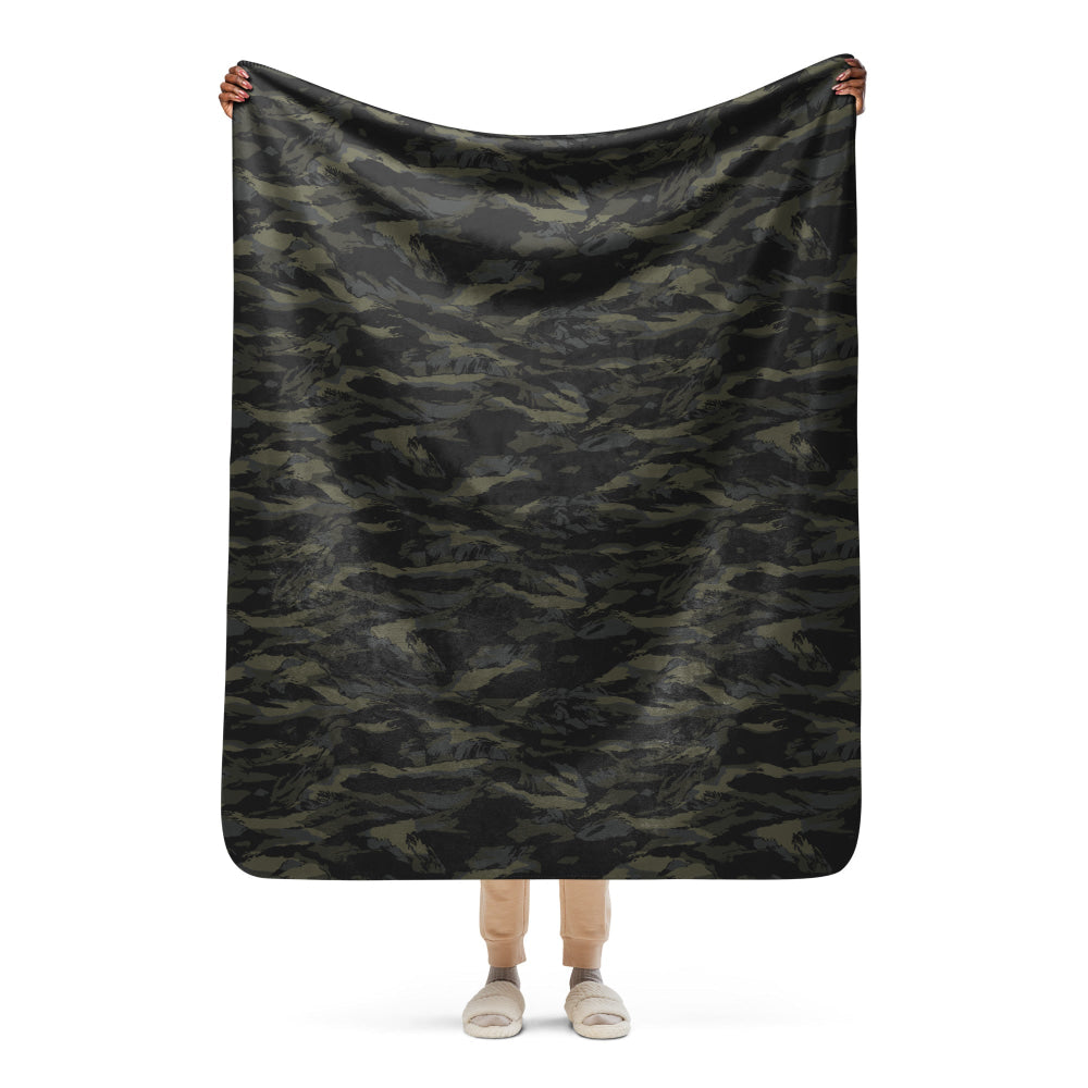 Multi-terrain Tiger Stripe Black CAMO Sherpa blanket - 50″×60″ - Blanket