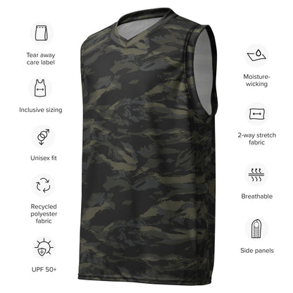 Multi-terrain Tiger Stripe Black CAMO unisex basketball jersey - Unisex Basketball Jersey