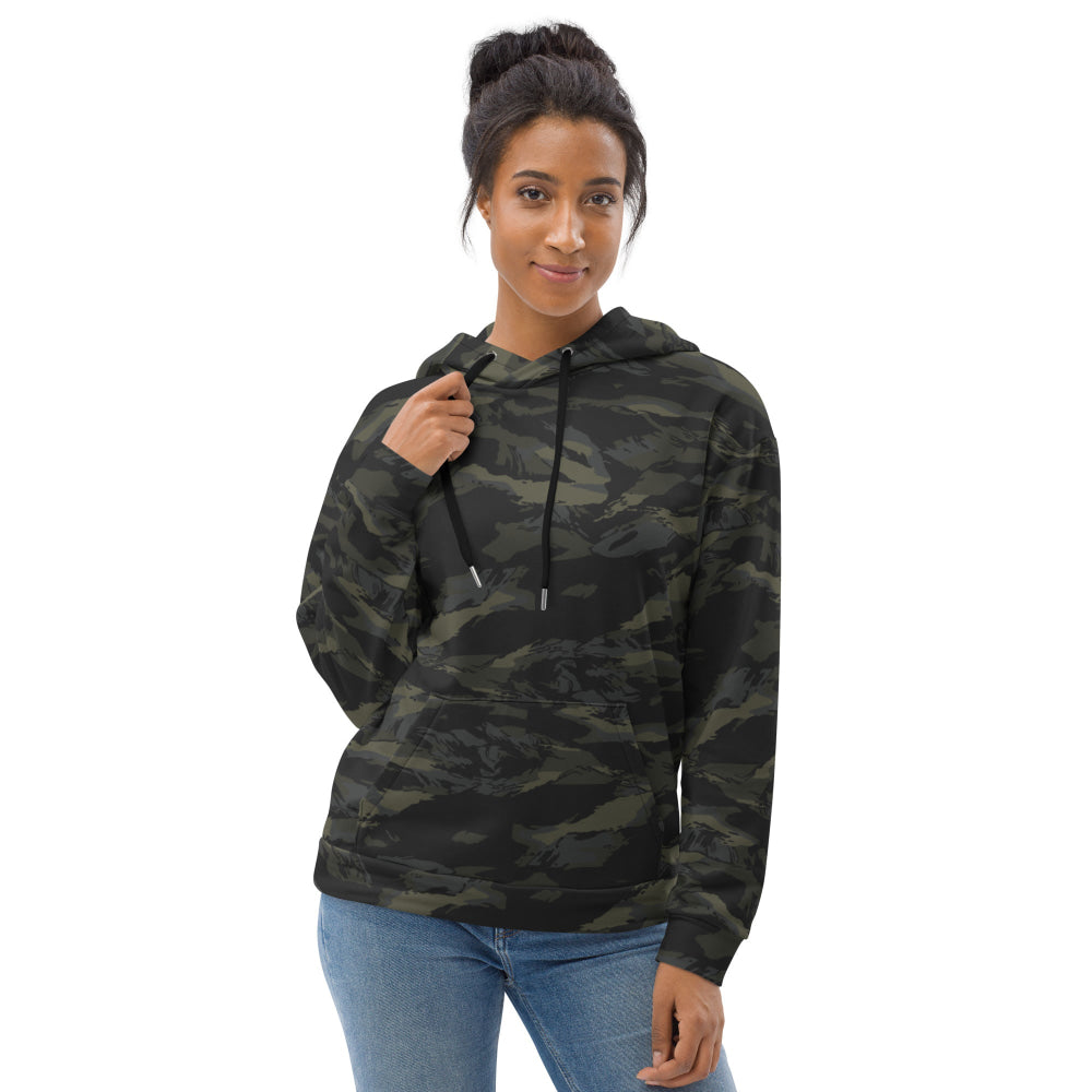 Multi-terrain Tiger Stripe Black CAMO Unisex Hoodie