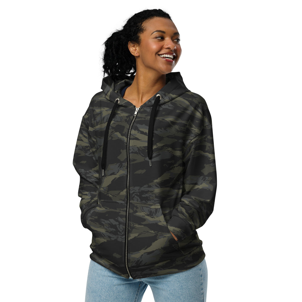 Multi-terrain Tiger Stripe Black CAMO Unisex zip hoodie - Zip Hoodie