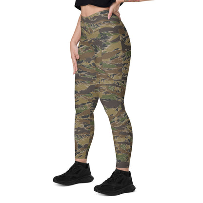 Multi-terrain Tiger Stripe CAMO Leggings with pockets - Womens With Pockets