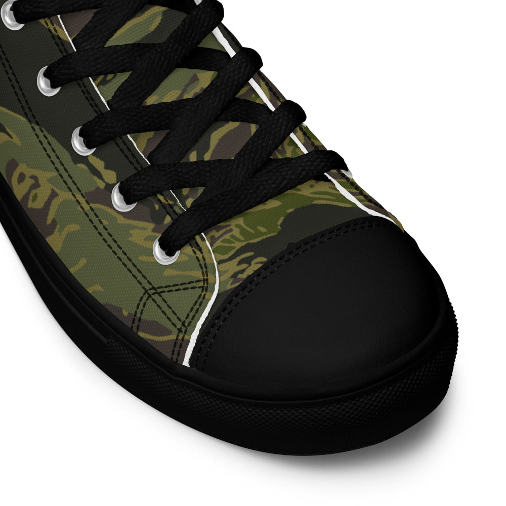 Multi-terrain Tiger Stripe Tropical CAMO Men’s high top canvas shoes - Mens High Top Canvas Shoes