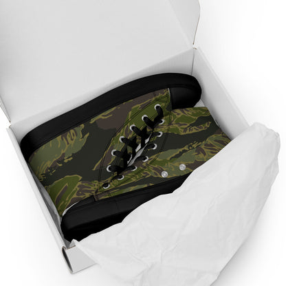 Multi-terrain Tiger Stripe Tropical CAMO Men’s high top canvas shoes - Mens High Top Canvas Shoes