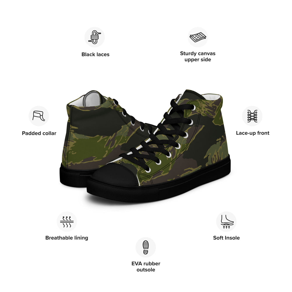 Multi-terrain Tiger Stripe Tropical CAMO Men’s high top canvas shoes - Mens High Top Canvas Shoes