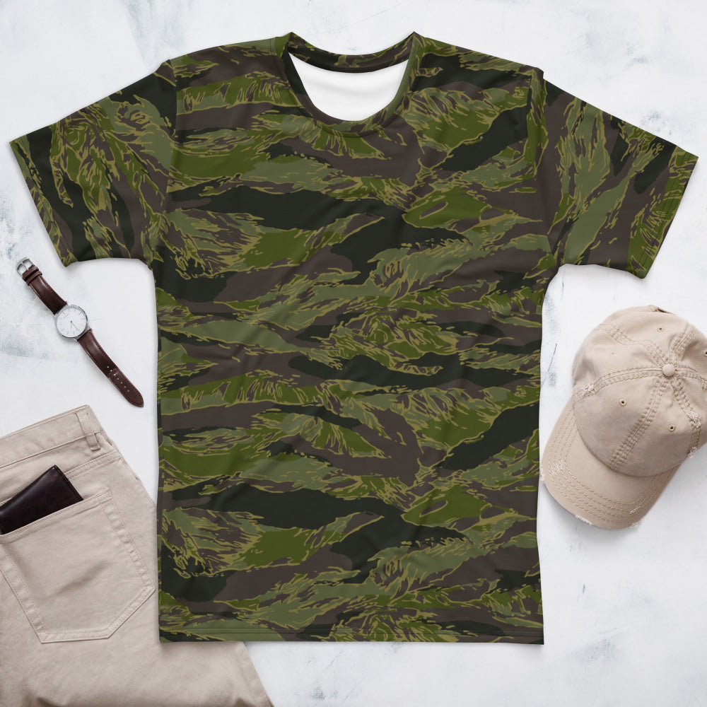 Multi-terrain Tiger Stripe Tropical CAMO Men’s t-shirt - XS - Mens T-Shirt