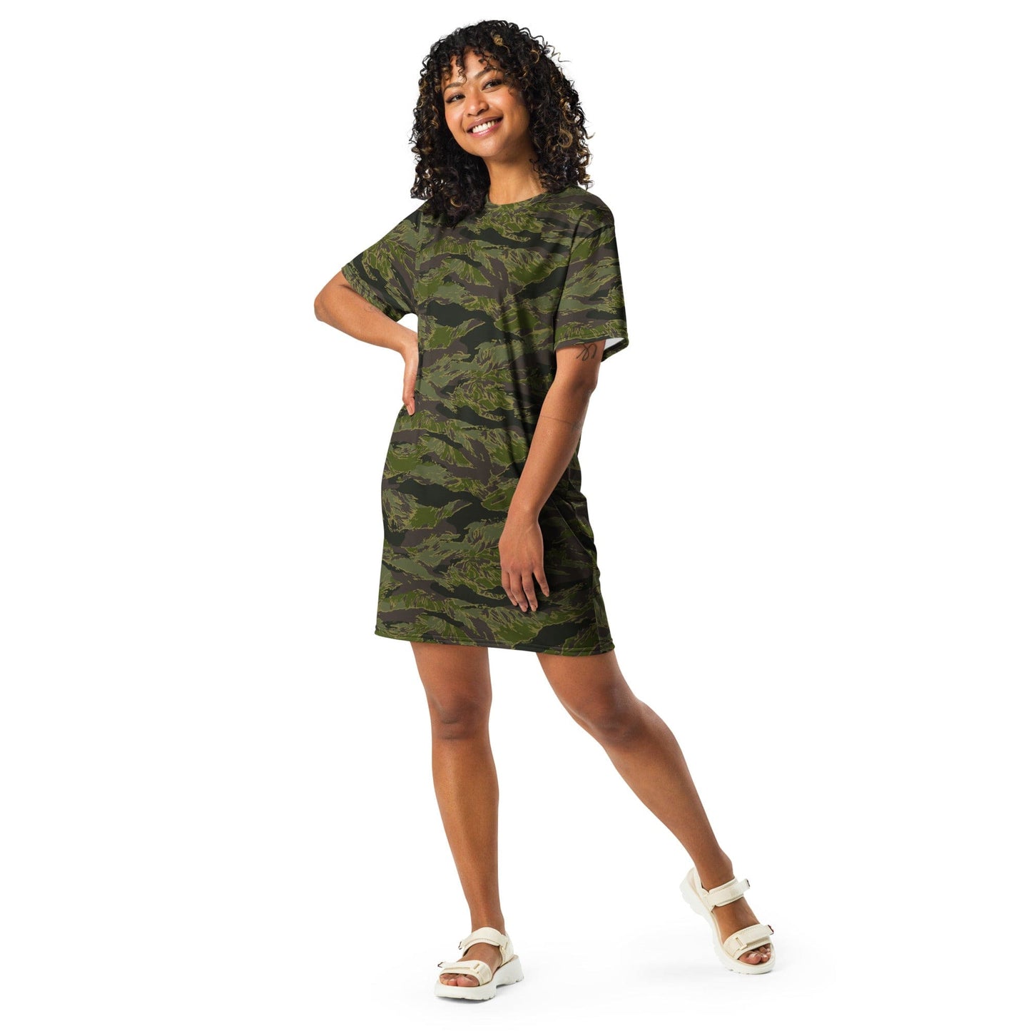 Multi-terrain Tiger Stripe Tropical CAMO T-shirt dress - Womens T-Shirt Dress