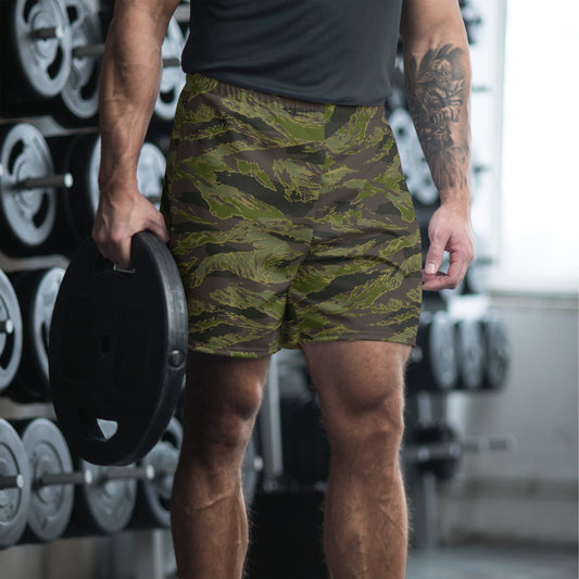 Multi-terrain Tiger Stripe Tropical CAMO Unisex Athletic Long Shorts - 2XS