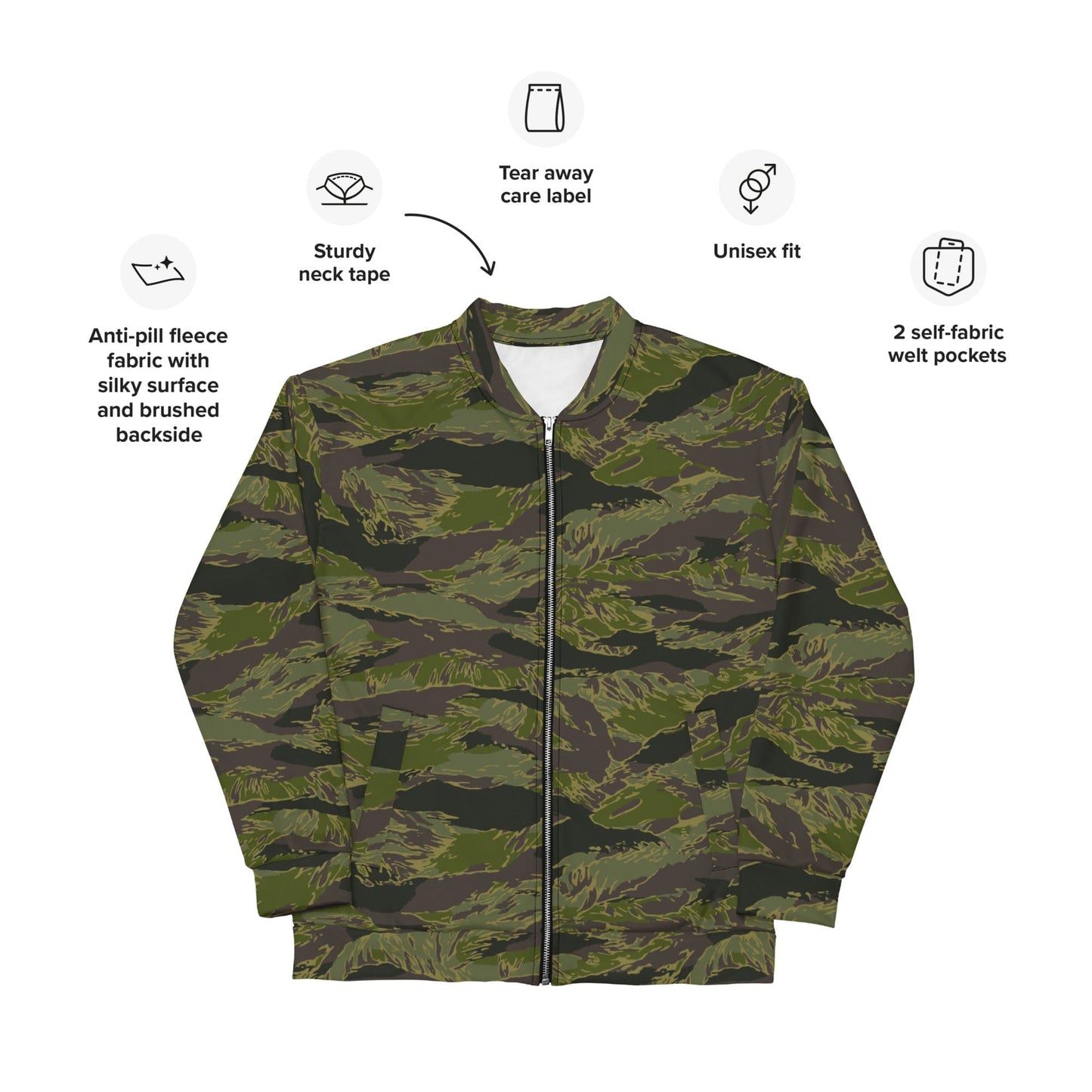 Multi-terrain Tiger Stripe Tropical CAMO Unisex Bomber Jacket