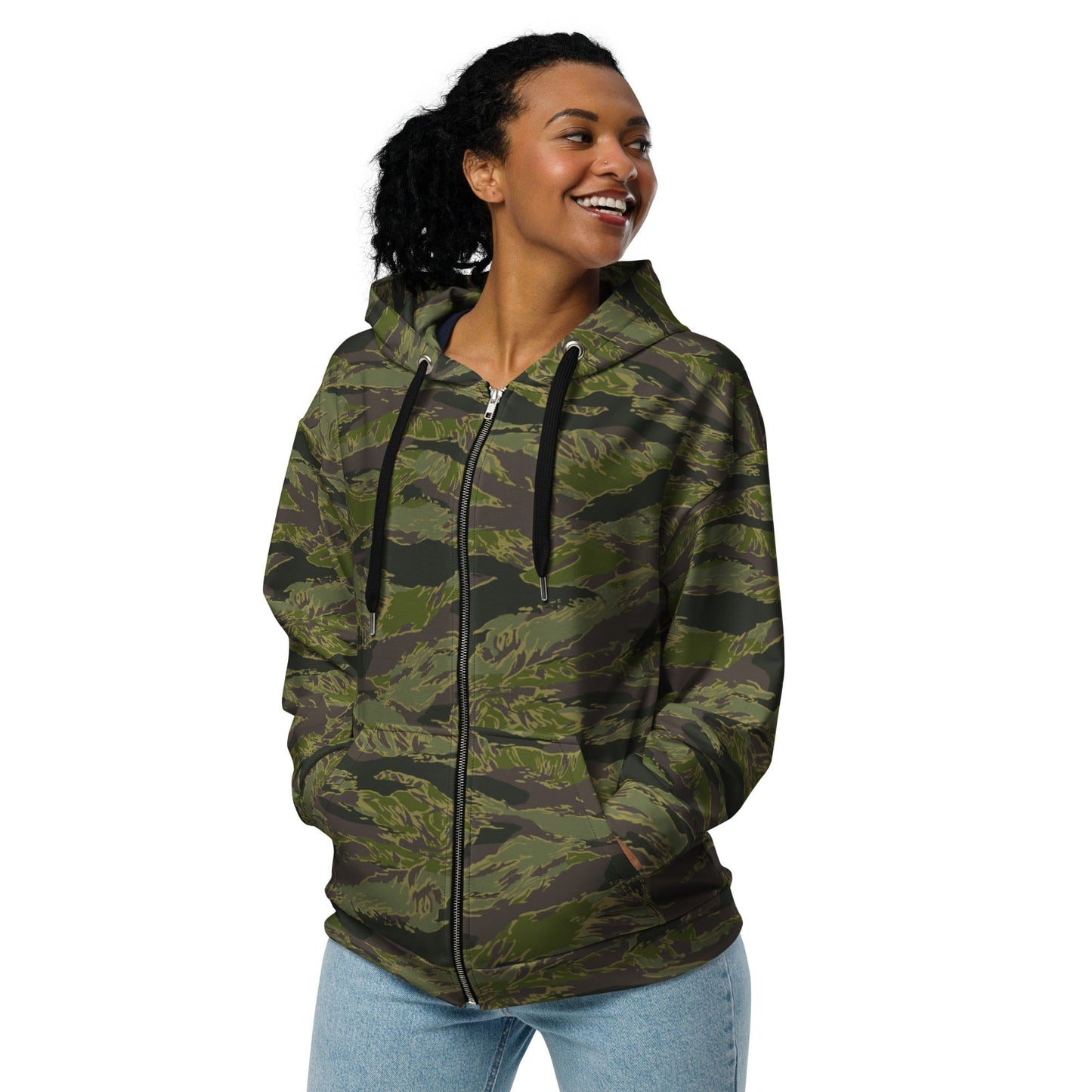 Multi-terrain Tiger Stripe Tropical CAMO Unisex zip hoodie - Zip Hoodie