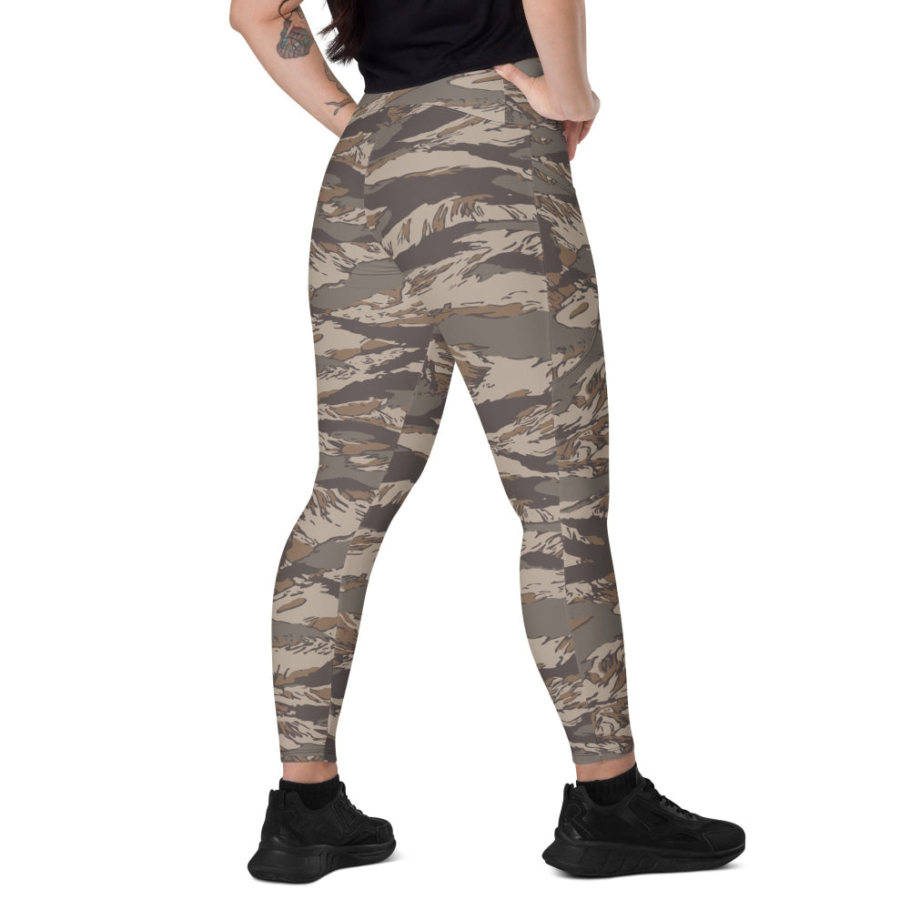 Multi-terrain Tiger Stripe Urban Rubble CAMO Leggings with pockets - 2XS - Womens With Pockets