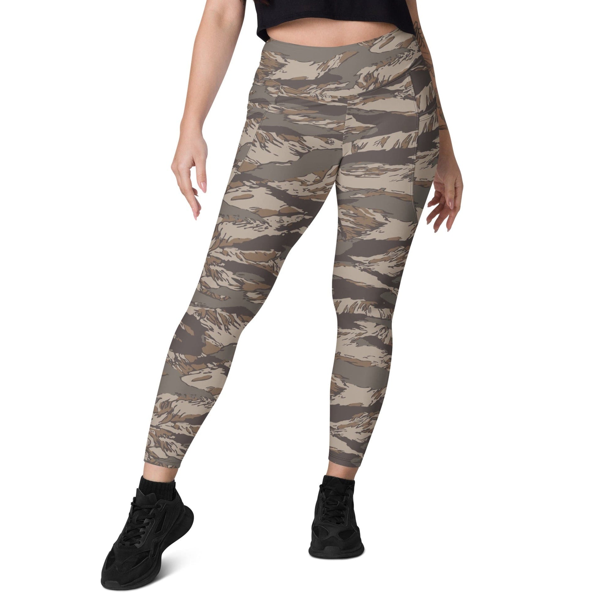 Multi-terrain Tiger Stripe Urban Rubble CAMO Leggings with pockets - Womens With Pockets