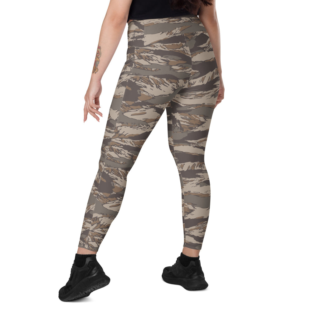 Multi-terrain Tiger Stripe Urban Rubble CAMO Leggings with pockets - Womens With Pockets