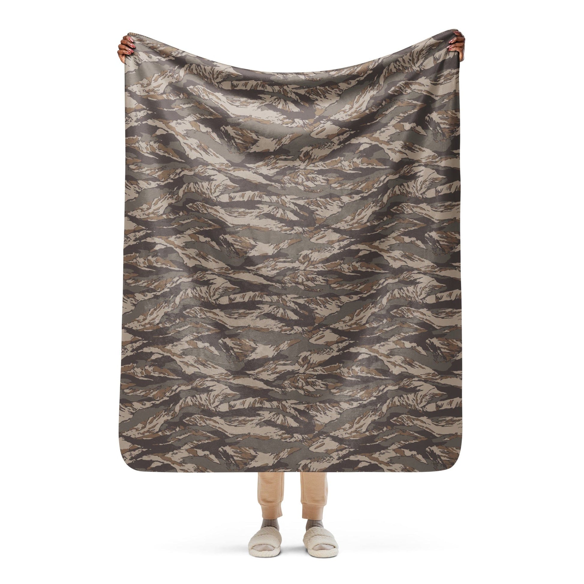 Multi-terrain Tiger Stripe Urban Rubble CAMO Sherpa blanket - 50″×60″ - Blanket