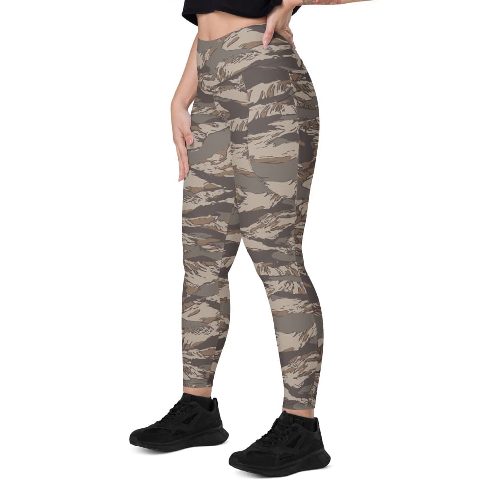 Multi-terrain Tiger Stripe Urban Rubble CAMO Women’s Leggings with pockets