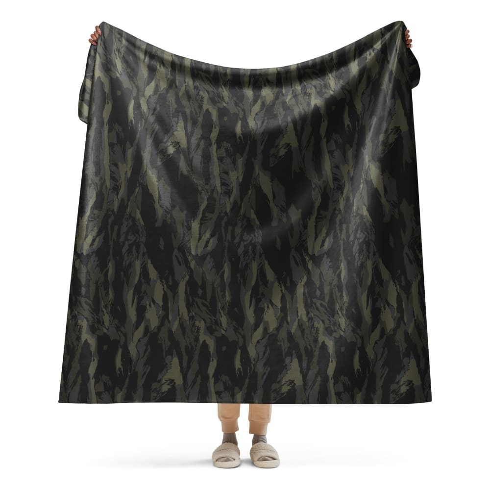 Multi CAMO Tiger Stripe Black Sherpa blanket - 60″×80″