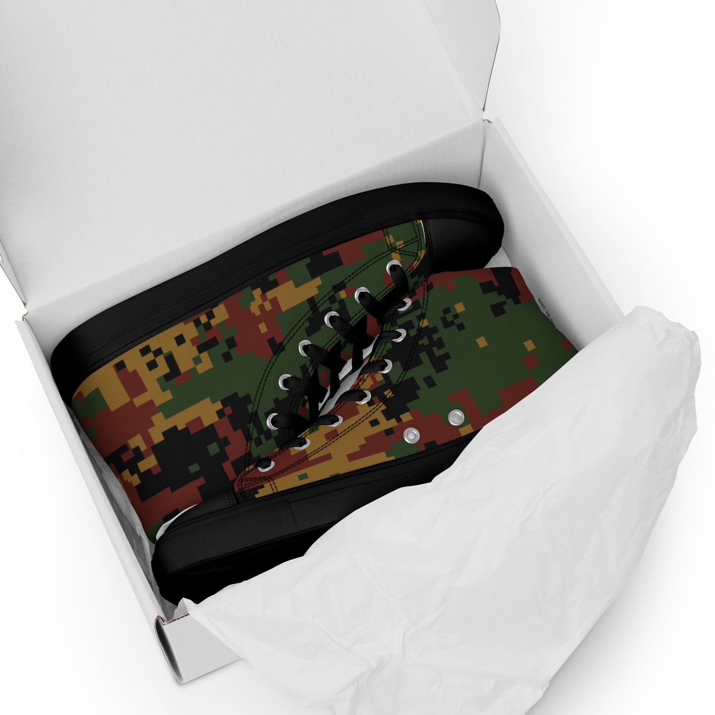 Myanmar Digital Tatmadaw CAMO Mens high top canvas shoes - High Top Canvas Shoes