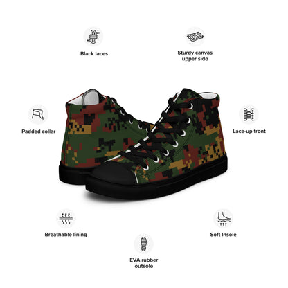 Myanmar Digital Tatmadaw CAMO Mens high top canvas shoes - High Top Canvas Shoes
