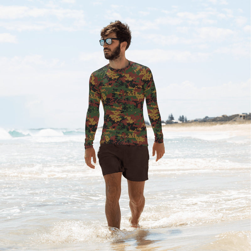 Digital Myanmar Tatmadaw CAMO Mens Long-Sleeve Rash Guard - XS