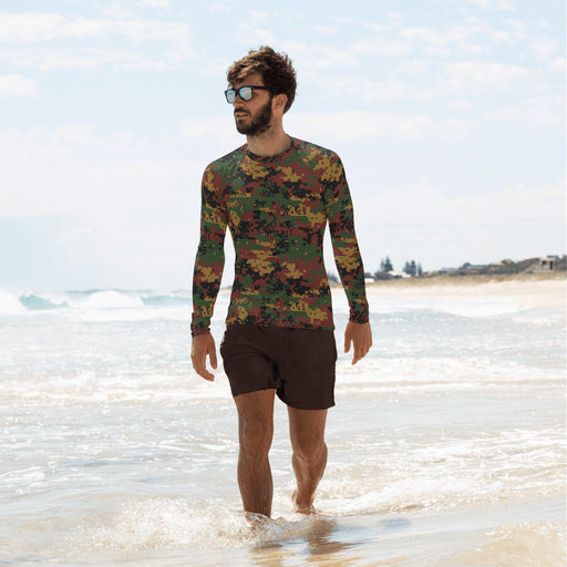 Digital Myanmar Tatmadaw CAMO Mens Long-Sleeve Rash Guard - XS