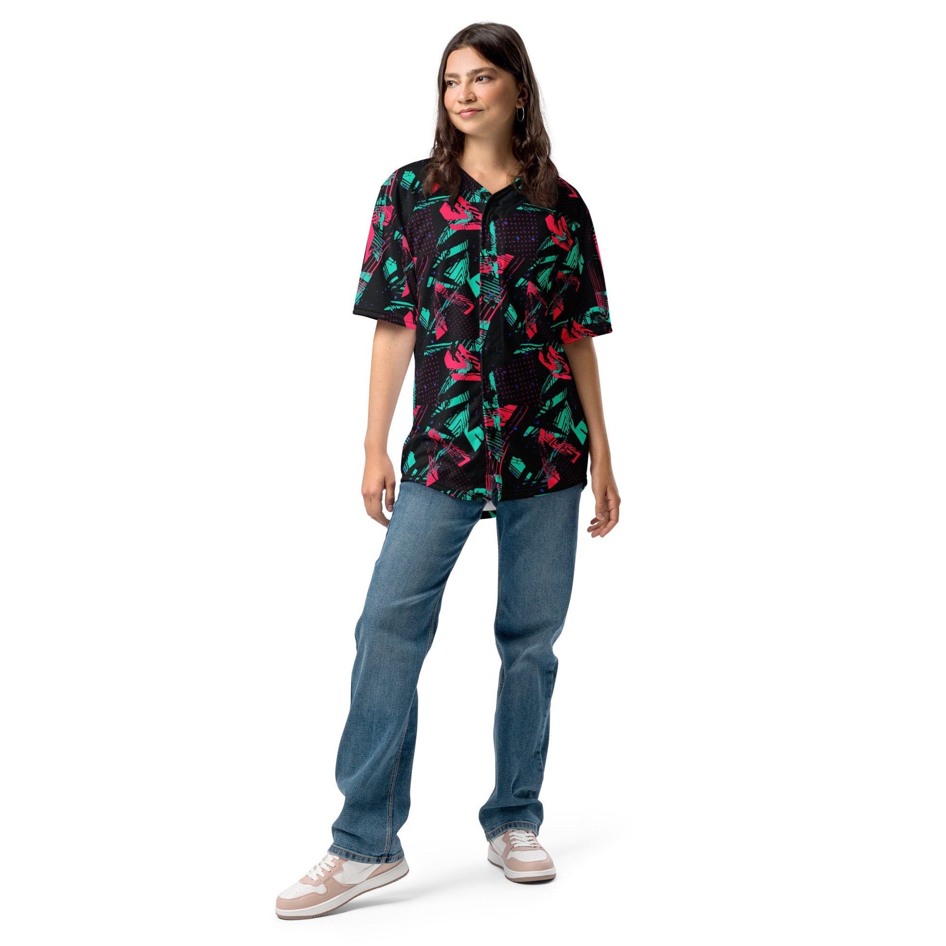 Neon Shatter CAMO Unisex Baseball Jersey